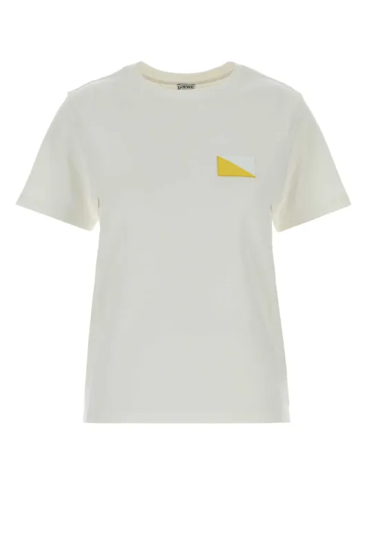 WHITE COTTON BLEND T-SHIRT made by Loewe