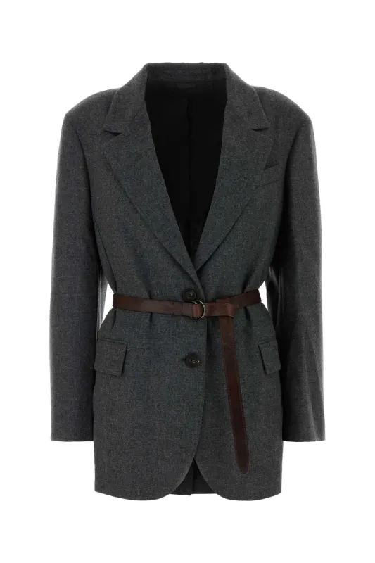 DARK GREY WOOL BLEND BLAZER made by Brunello Cucinelli