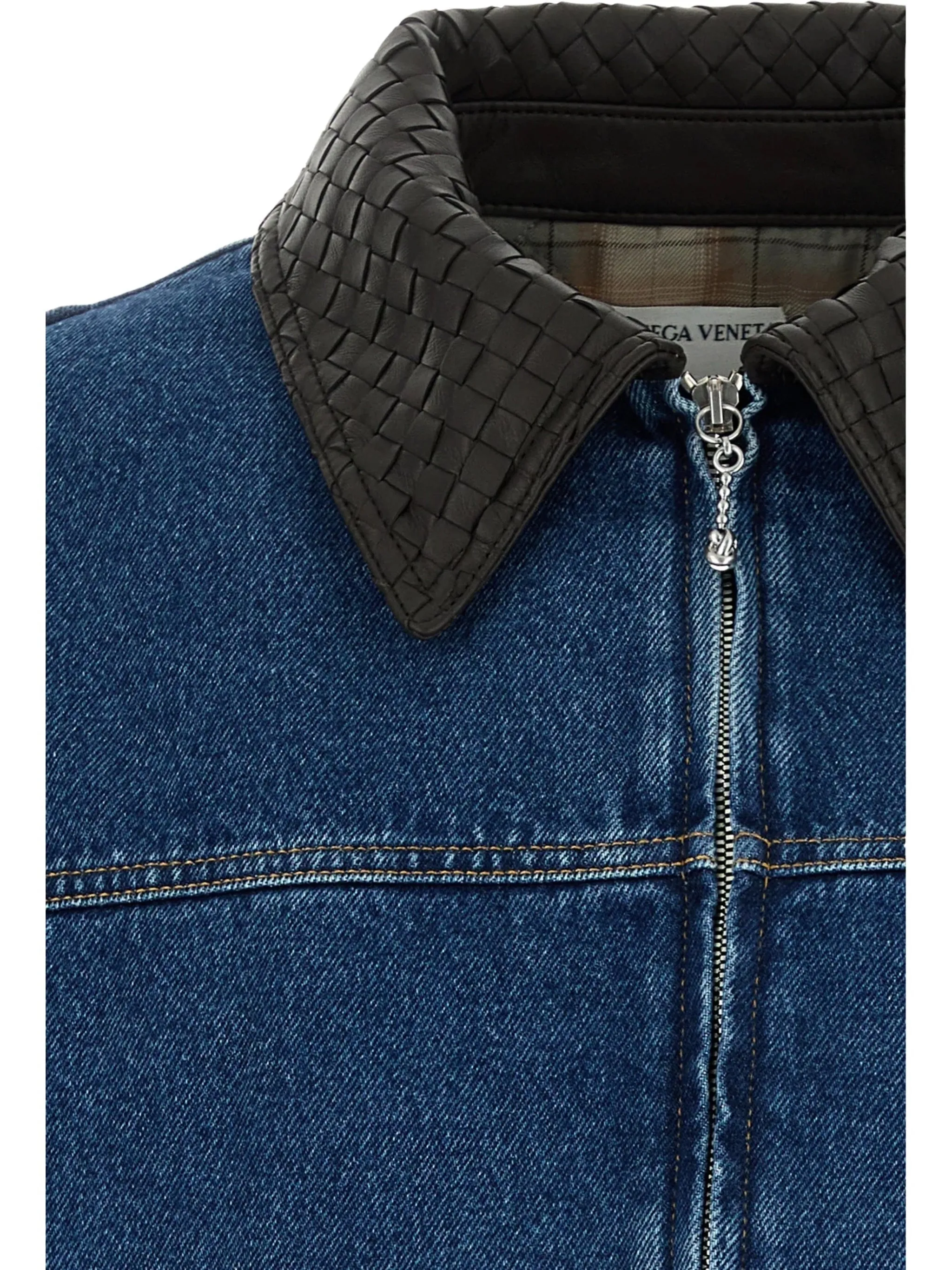 MID BLUE DENIM INTRECCIATO COLLAR JACKET sold by Lord & Taylor product image thumbnail 3