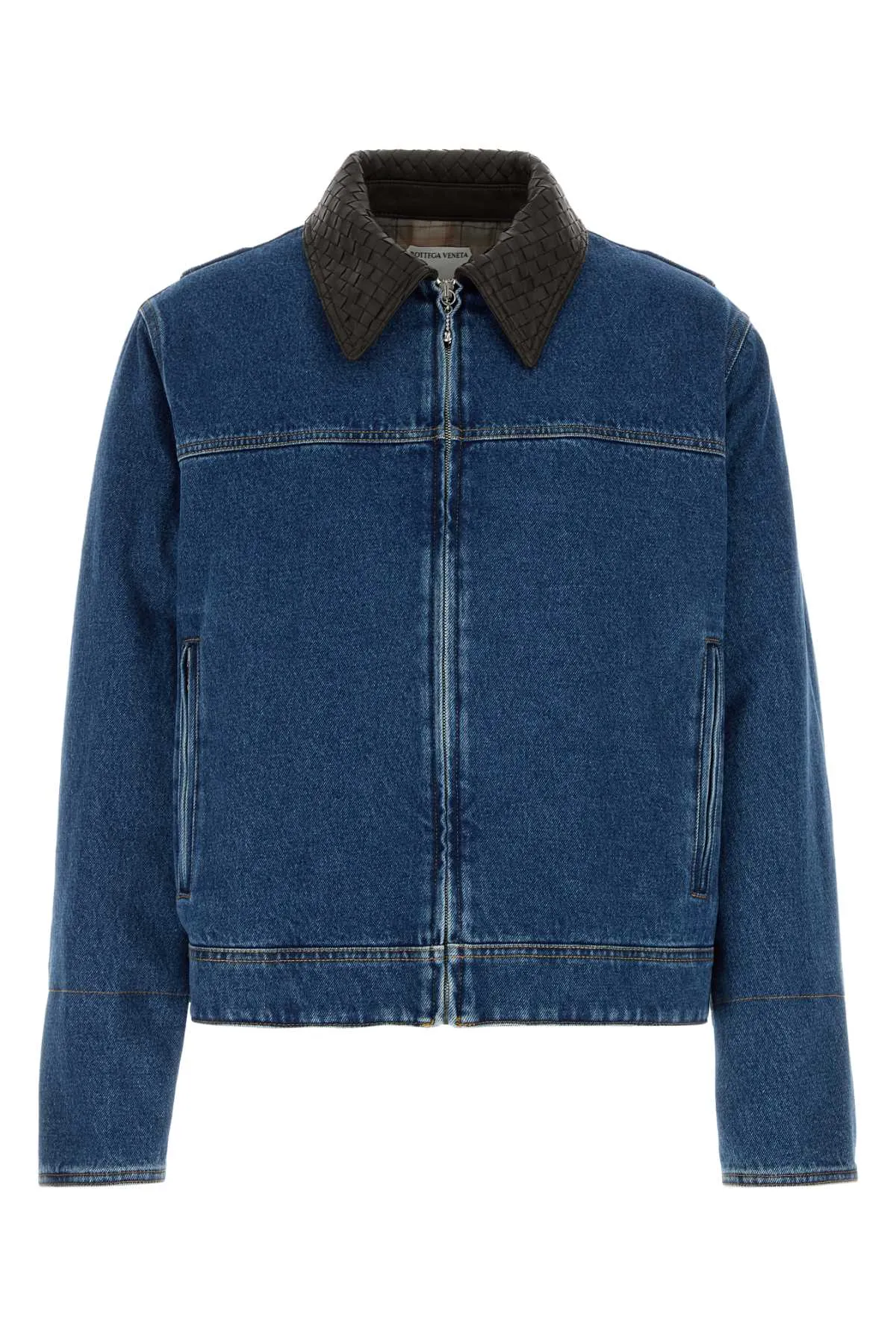 MID BLUE DENIM INTRECCIATO COLLAR JACKET sold by Lord & Taylor