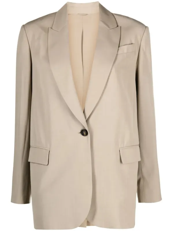 BRUNELLO CUCINELLI WOMEN'S BEIGE SINGLE BUTTON BLAZER made by Brunello Cucinelli