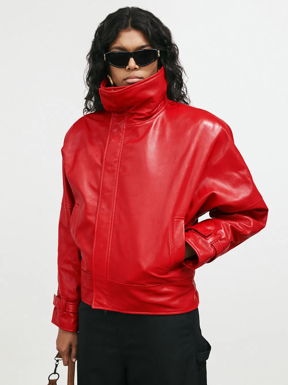WOMEN`S ROUNDED RED BOMBER JACKET sold by Lord & Taylor product image thumbnail 3