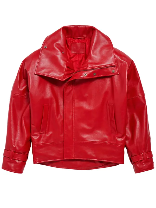 WOMEN`S ROUNDED RED BOMBER JACKET made by Balenciaga