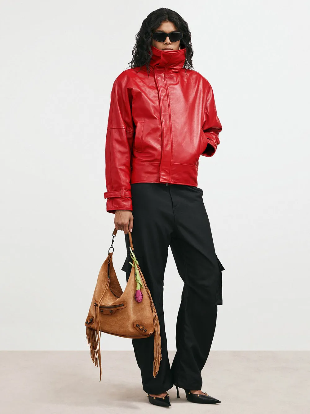 WOMEN`S ROUNDED RED BOMBER JACKET sold by Lord & Taylor product image thumbnail 2
