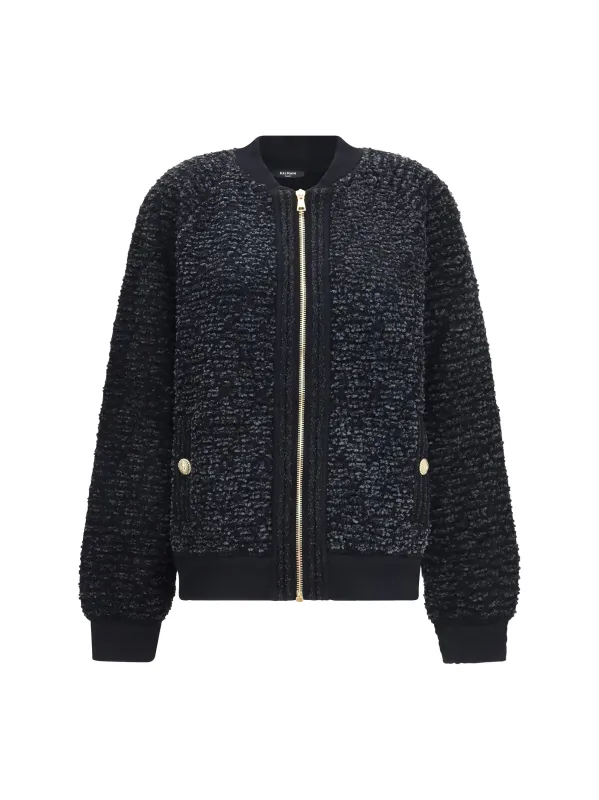ZIP JACKET WITH SEQUIN DETAILS made by Balmain