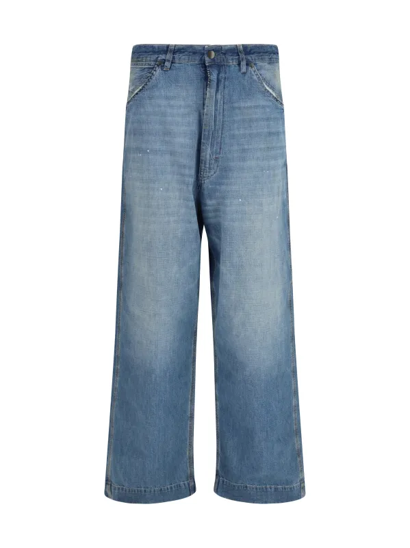 PATCHWORK-DETAIL WIDE LEG JEANS made by Maison Margiela