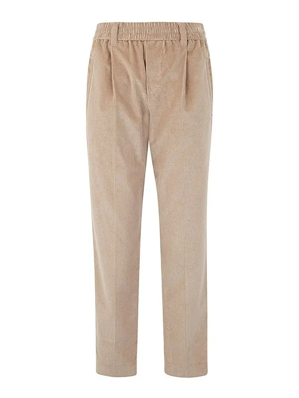 BRUNELLO CUCINELLI WOMEN'S BROWN COTTON RELAXED TROUSERS made by Brunello Cucinelli