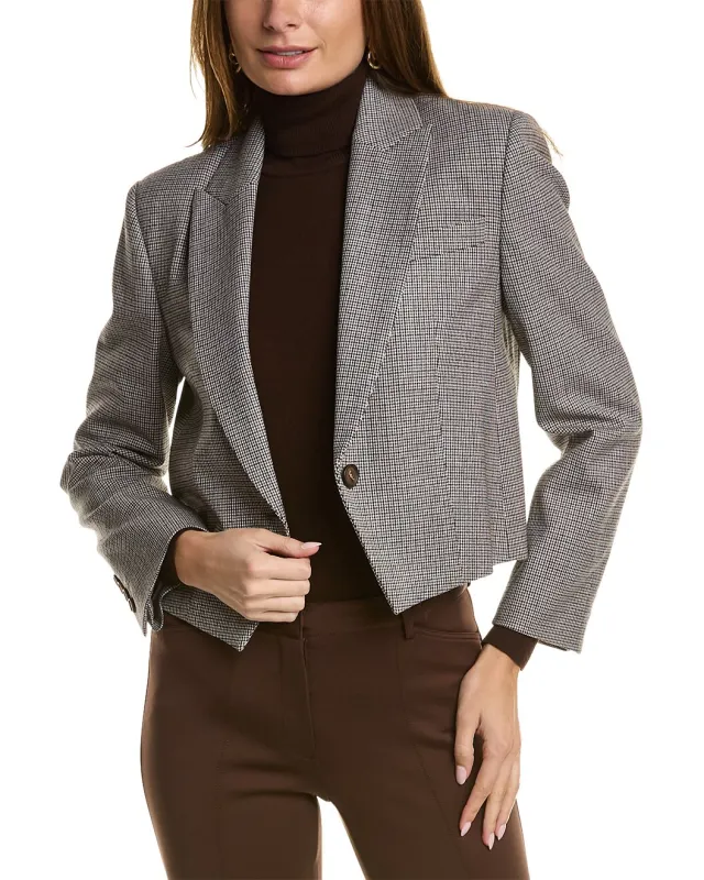 BRUNELLO CUCINELLI WOMEN'S CREAM WOOL CROPPED BLAZER made by Brunello Cucinelli
