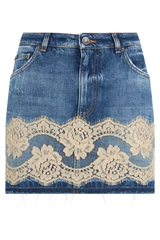 Mini skirt with lace inserts made by Dolce & Gabanna