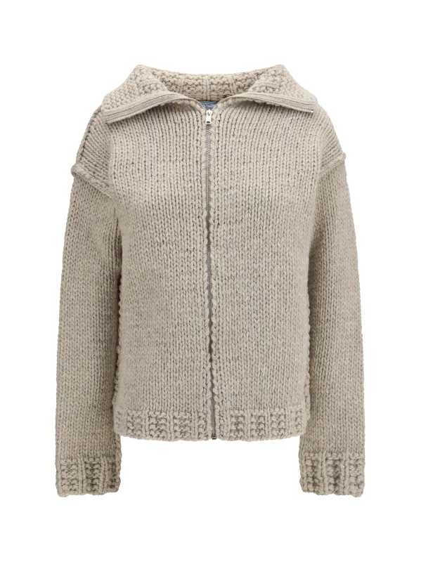 WOOL ZIP CARDIGAN made by Prada