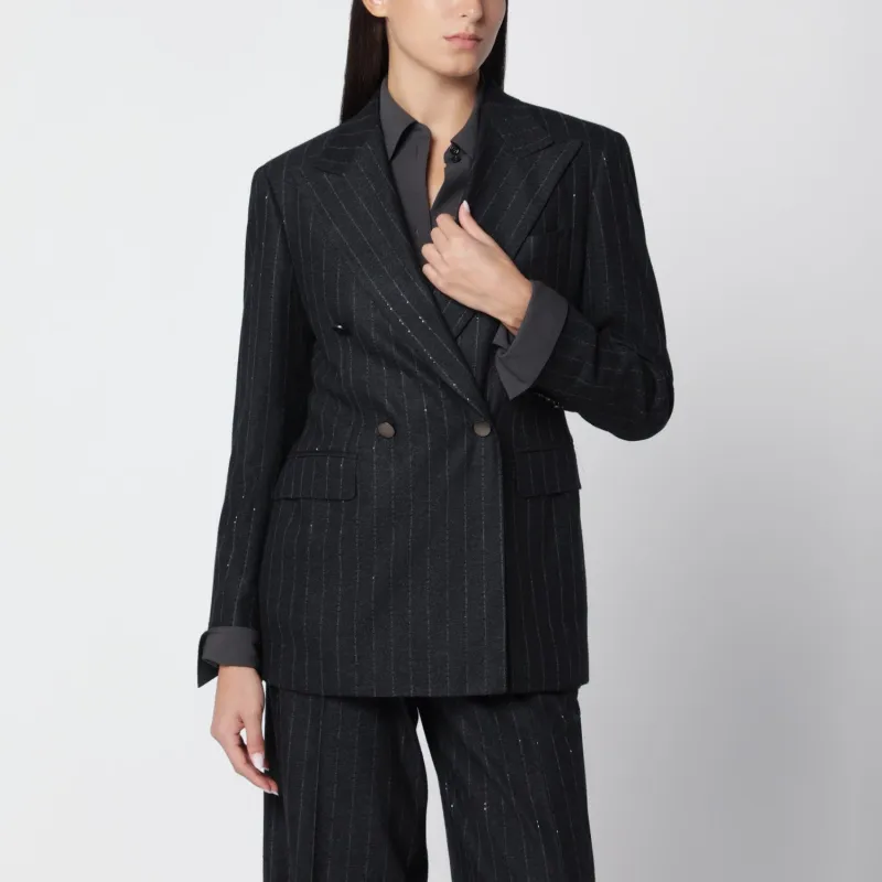PINSTRIPED WOOL-BLEND DOUBLE-BREASTED JACKET made by Tagliatore