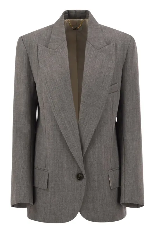SINGLE-BREASTED VIRGIN WOOL BLAZER WITH PEAK LAPELS made by Elisabetta Franchi