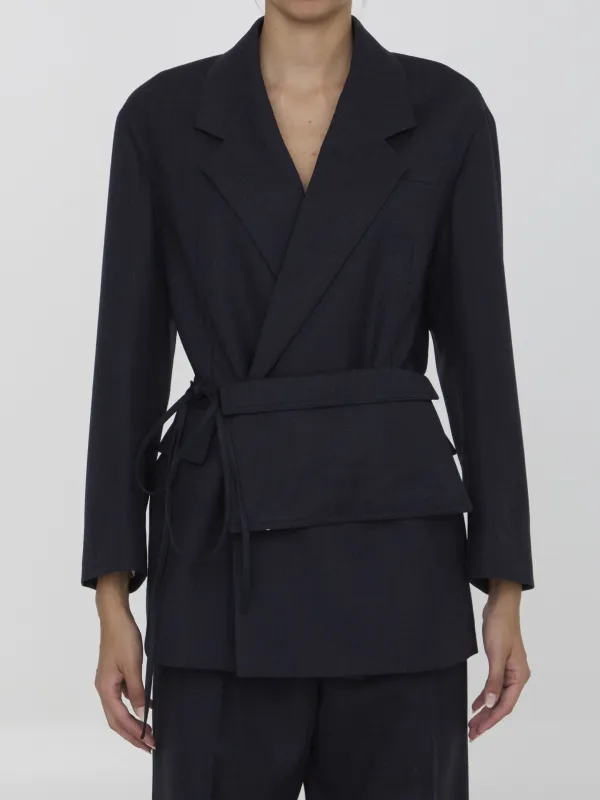 Wool jacket with belt made by Bottega Veneta