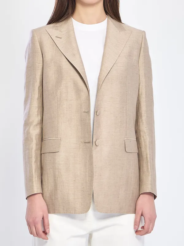 Single-breasted linen blend jacket made by Tagliatore