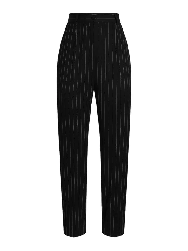 BLACK HIGH-WAISTED WOOL TROUSERS made by Dolce & Gabanna