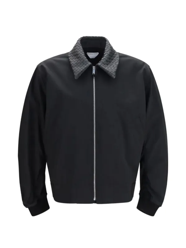 BLACK NYLON COTTON BOMBER JACKET made by Bottega Veneta