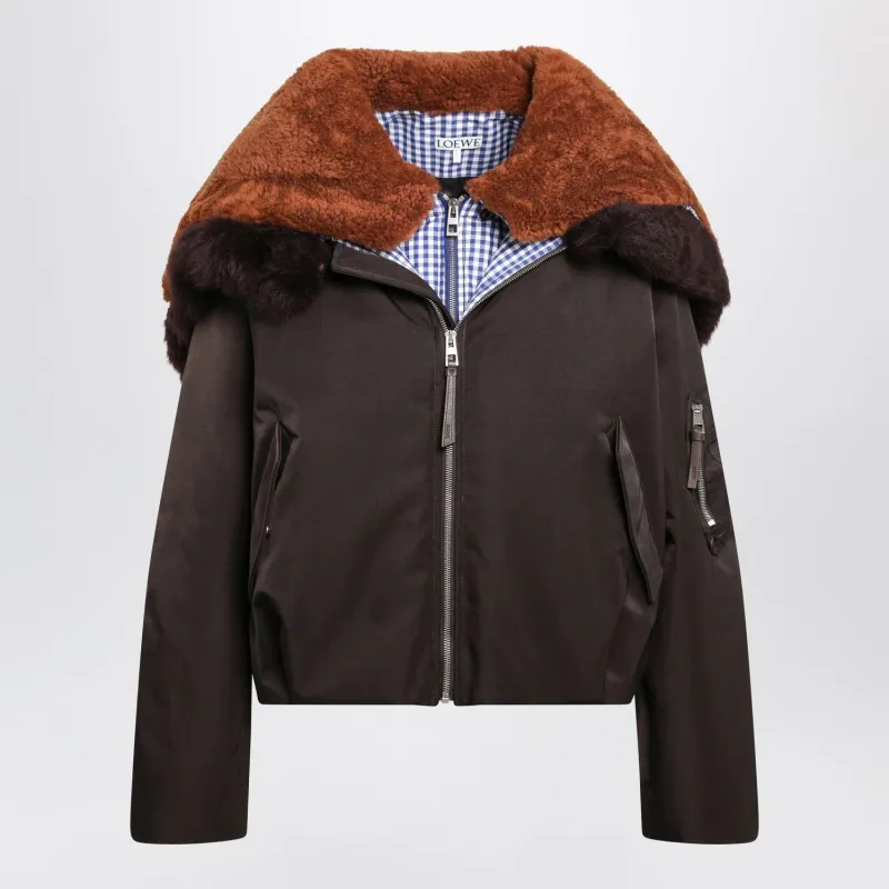 BROWN BOMBER JACKET IN TECHNICAL FABRIC made by Loewe