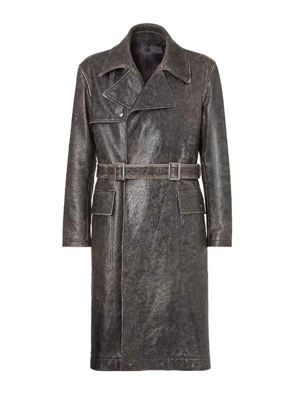 BROWN NAPPA LEATHER TRENCH COAT made by Fendi