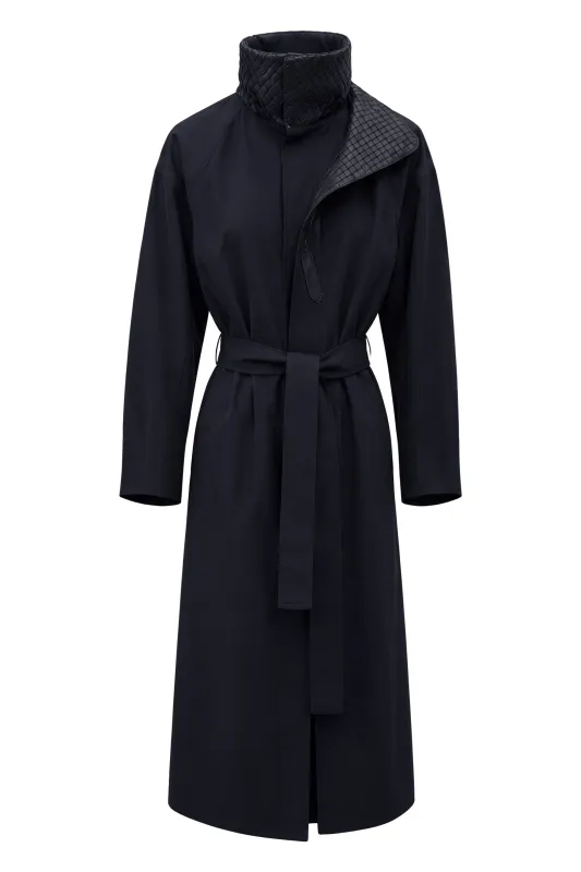 COTTON TRENCH COAT WITH WOVEN LEATHER COLLAR made by Bottega Veneta