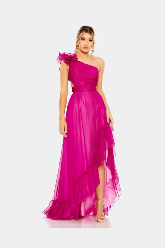 Ruffled One Shoulder Asymmetrical Gown sold by Lord & Taylor