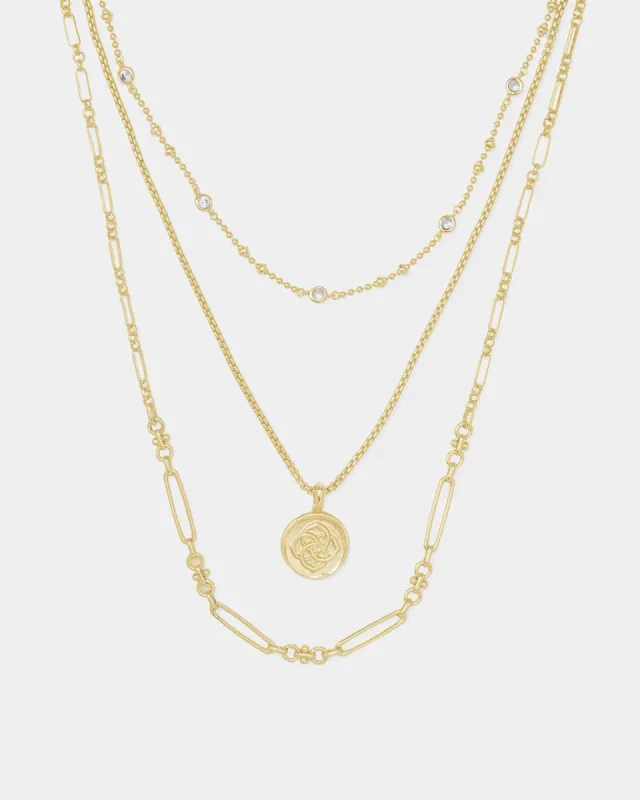 Medallion Coin Triple Strand Necklace sold by Lord & Taylor