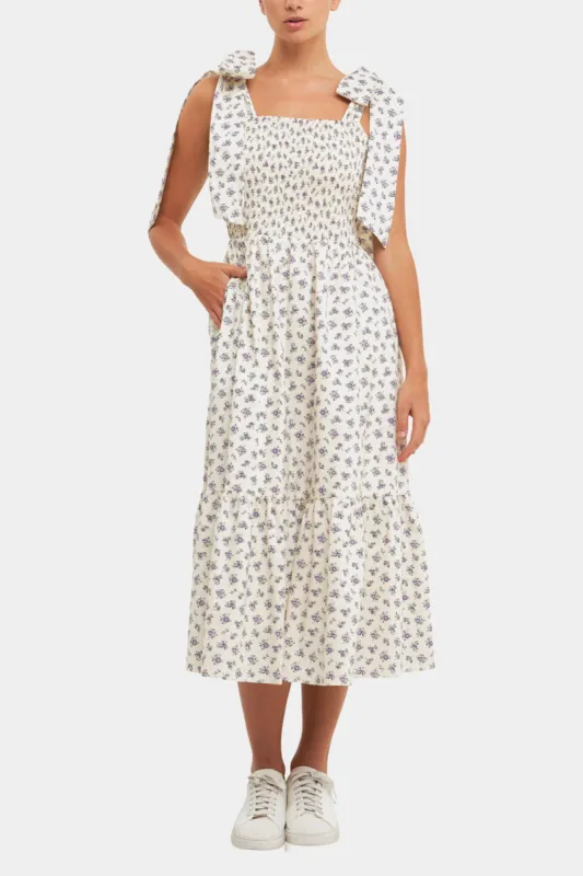 Floral Bow Tie Midi Dress sold by Lord & Taylor