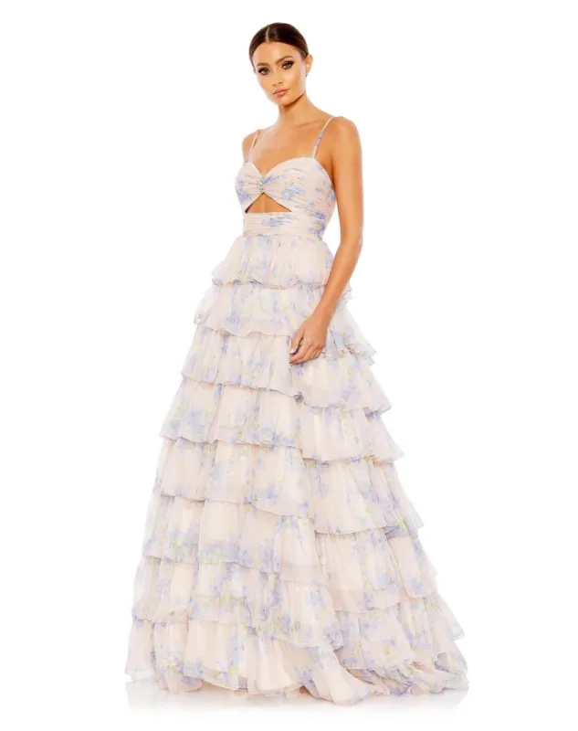 Floral Cut Out Ruffle Tiered Gown sold by Lord & Taylor