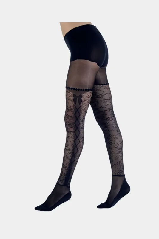 Jacquard Print Floral Bow Tights sold by Lord & Taylor