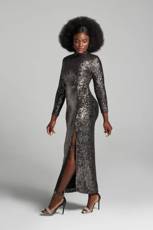 Mock Neck Sparkle Maxi Dress sold by Lord & Taylor