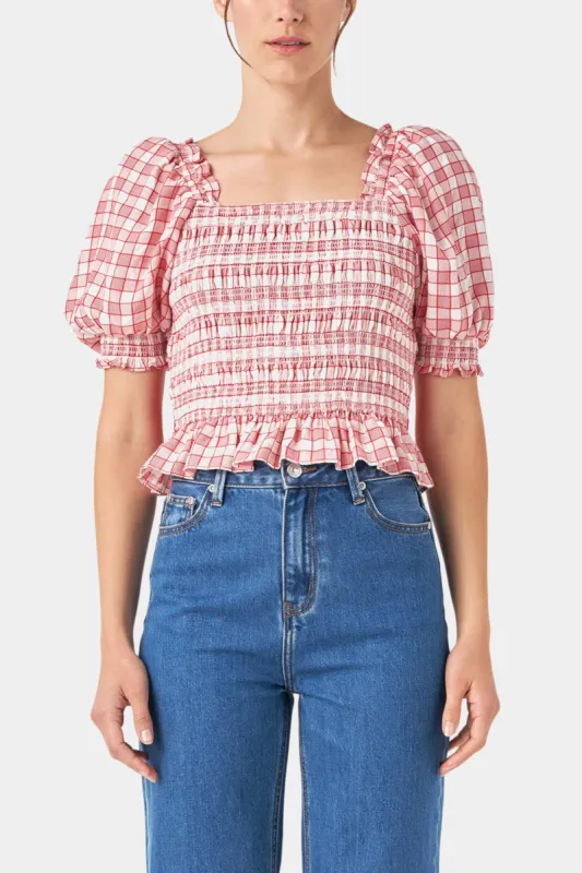 Gingham Contrast Bow Top sold by Lord & Taylor