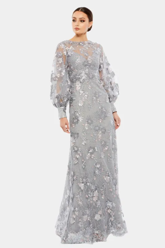 Embellished Illusion High Neck Bishop Sleeve Gown sold by Lord & Taylor
