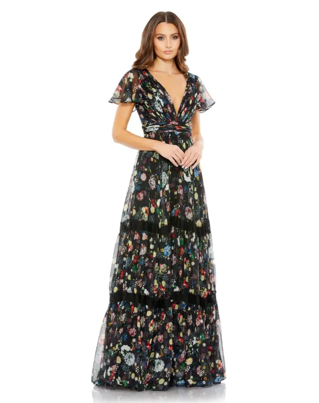 Floral Print Pleated Wrap Over Butterfly Sleeve sold by Lord & Taylor