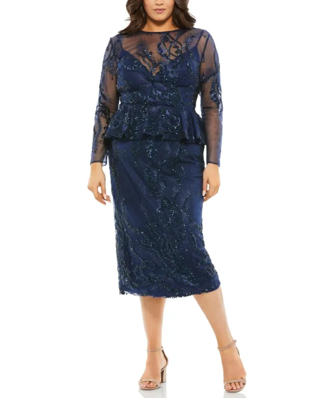 Long Sleeve Sequin Peplum Midi Dress sold by Lord & Taylor
