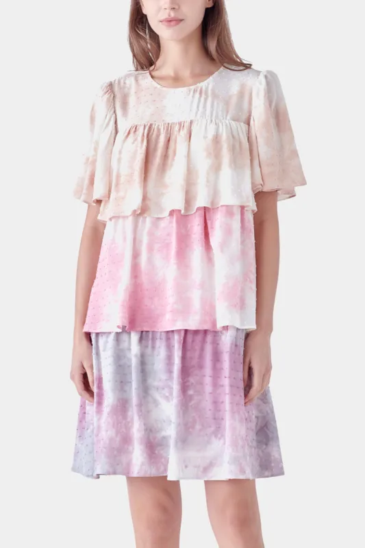 Tie Dye Swiss  Dot Tiered Mini Dress sold by Lord & Taylor