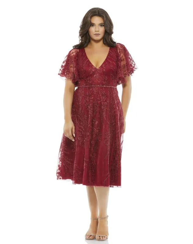 Embellished Illusion Butterfly Sleeve Midi Dress sold by Lord & Taylor