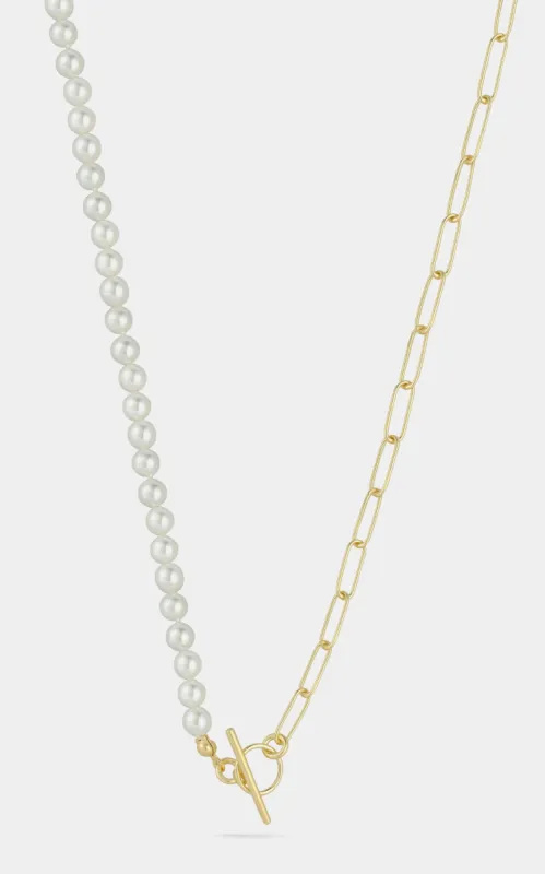 Sterling  Pearl X Paperclip Toggle Necklace sold by Lord & Taylor