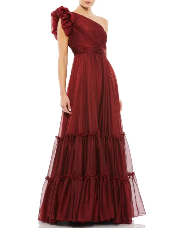 Ruffled One Shoulder Tiered Chiffon Gown sold by Lord & Taylor