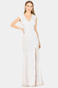 Beaded Cap Sleeve Wedding Dress sold by Lord & Taylor