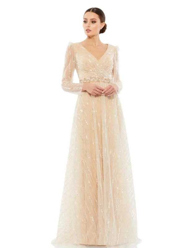 Long Sleeve A-Line Gown sold by Lord & Taylor