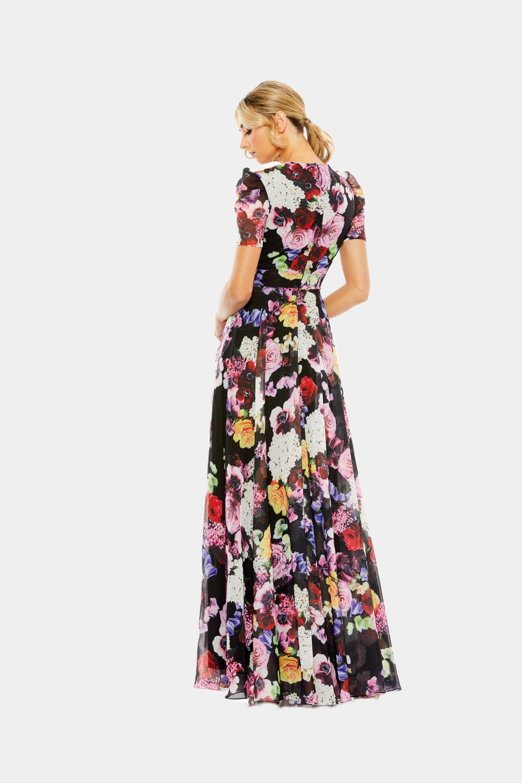 Floral Print Mesh Cap Sleeve Gown sold by Lord & Taylor product image thumbnail 3