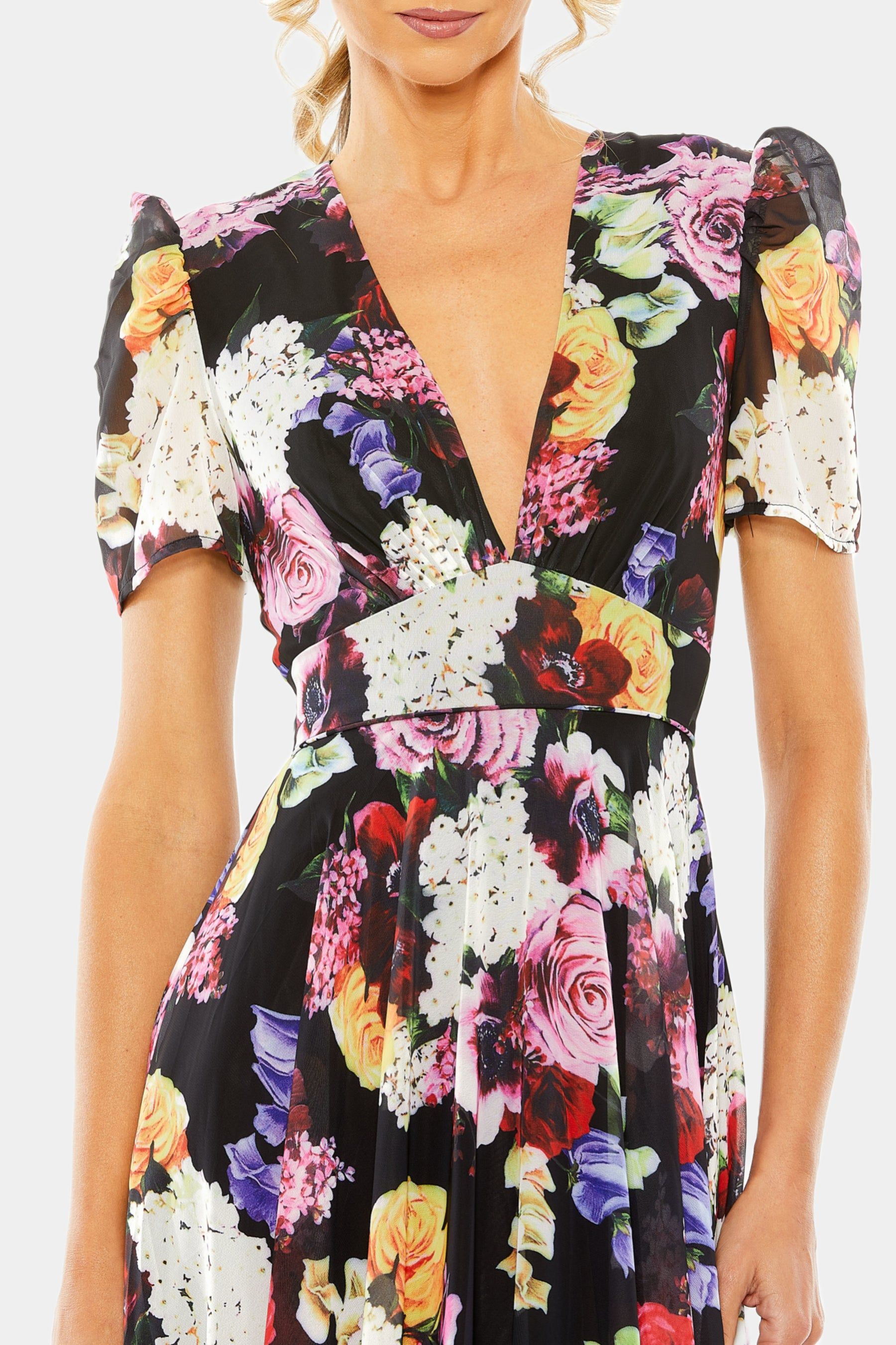 Floral Print Mesh Cap Sleeve Gown sold by Lord & Taylor product image thumbnail 4