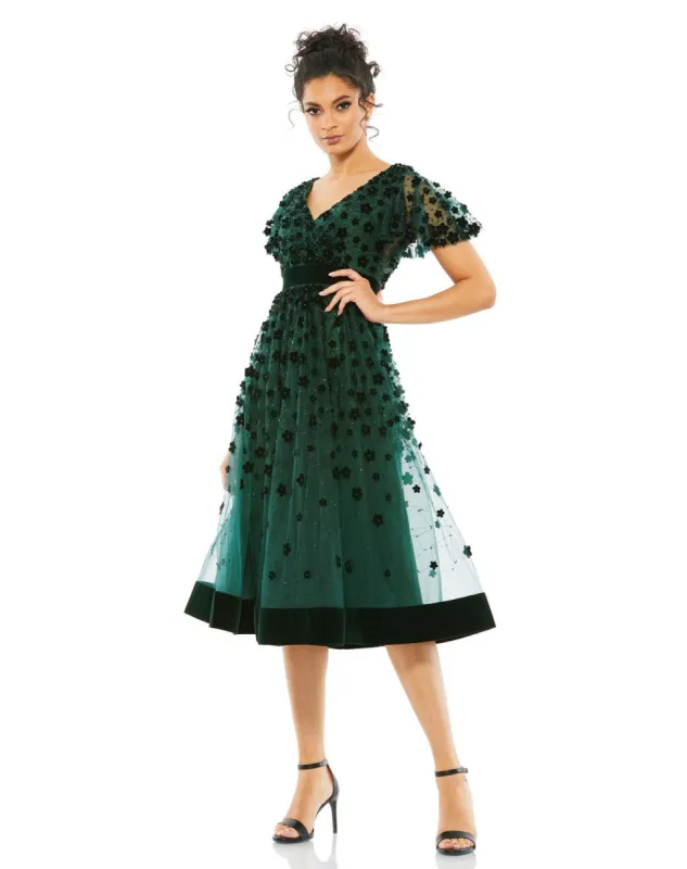 Embellished Butterfly Sleeve Velvet Hem Midi Dress sold by Lord & Taylor