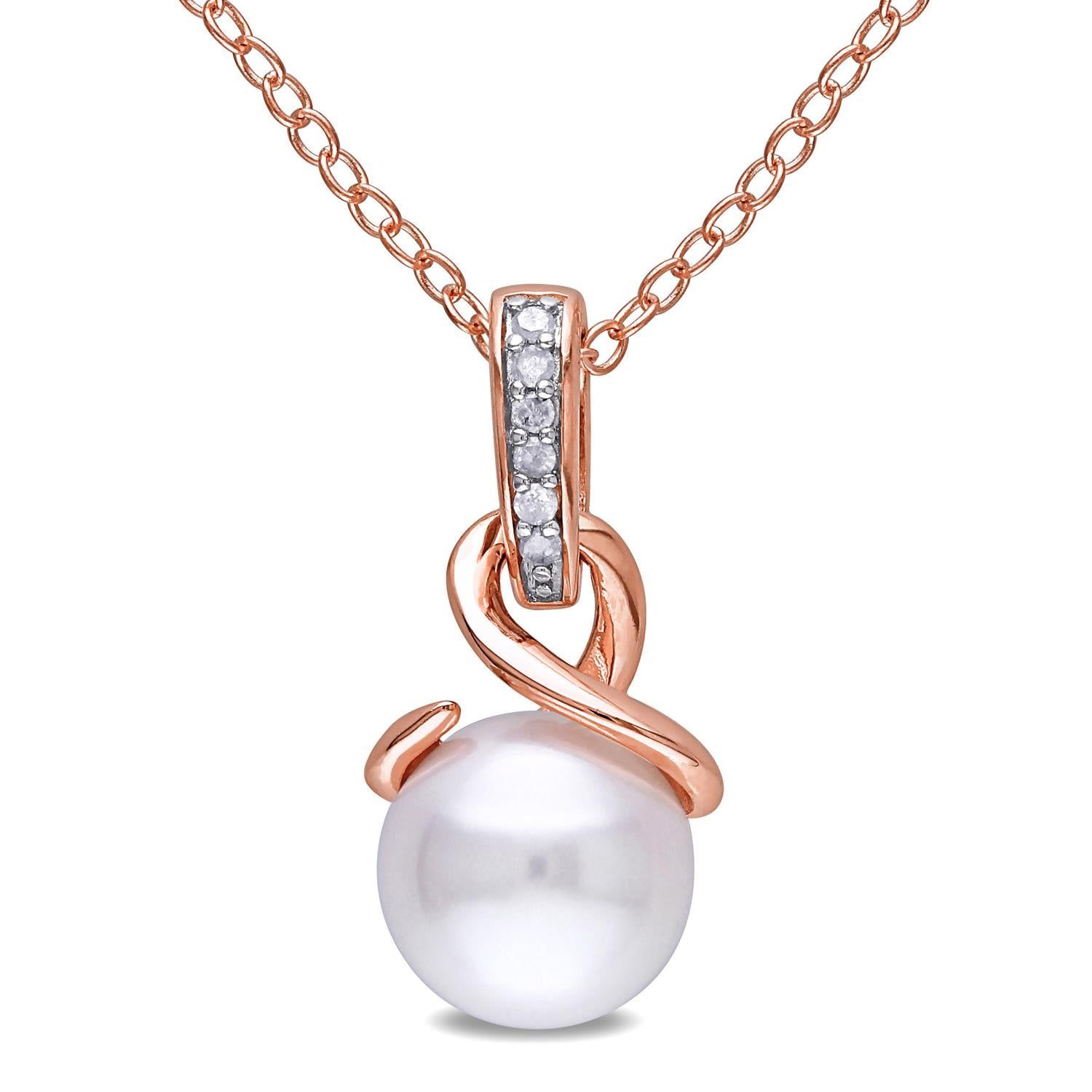 Freshwater Cultured Pearl and Diamond Necklace sold by Lord & Taylor product image thumbnail 4