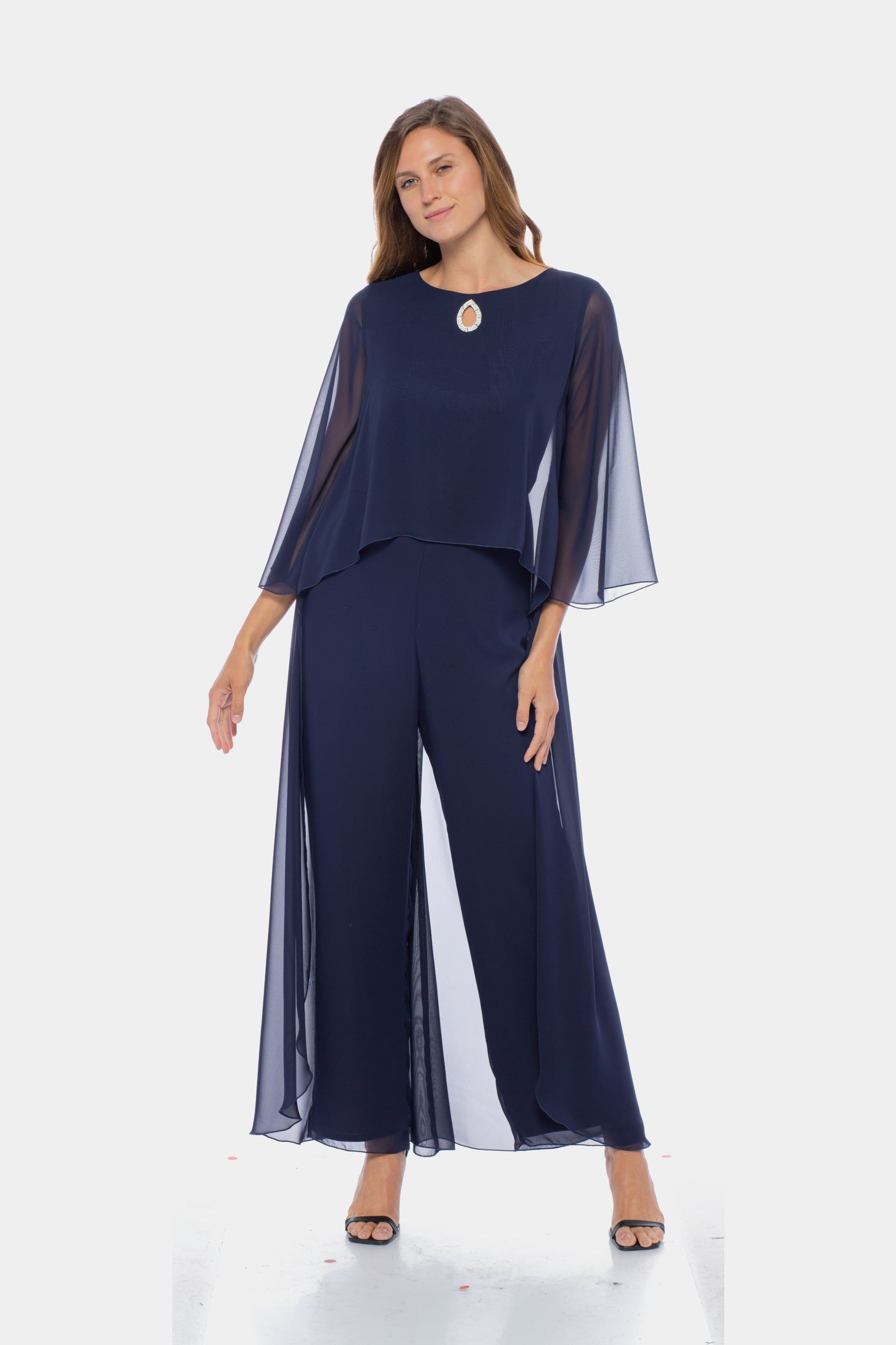 Chiffon Capelet Keyhole Neck Jumpsuit sold by Lord & Taylor