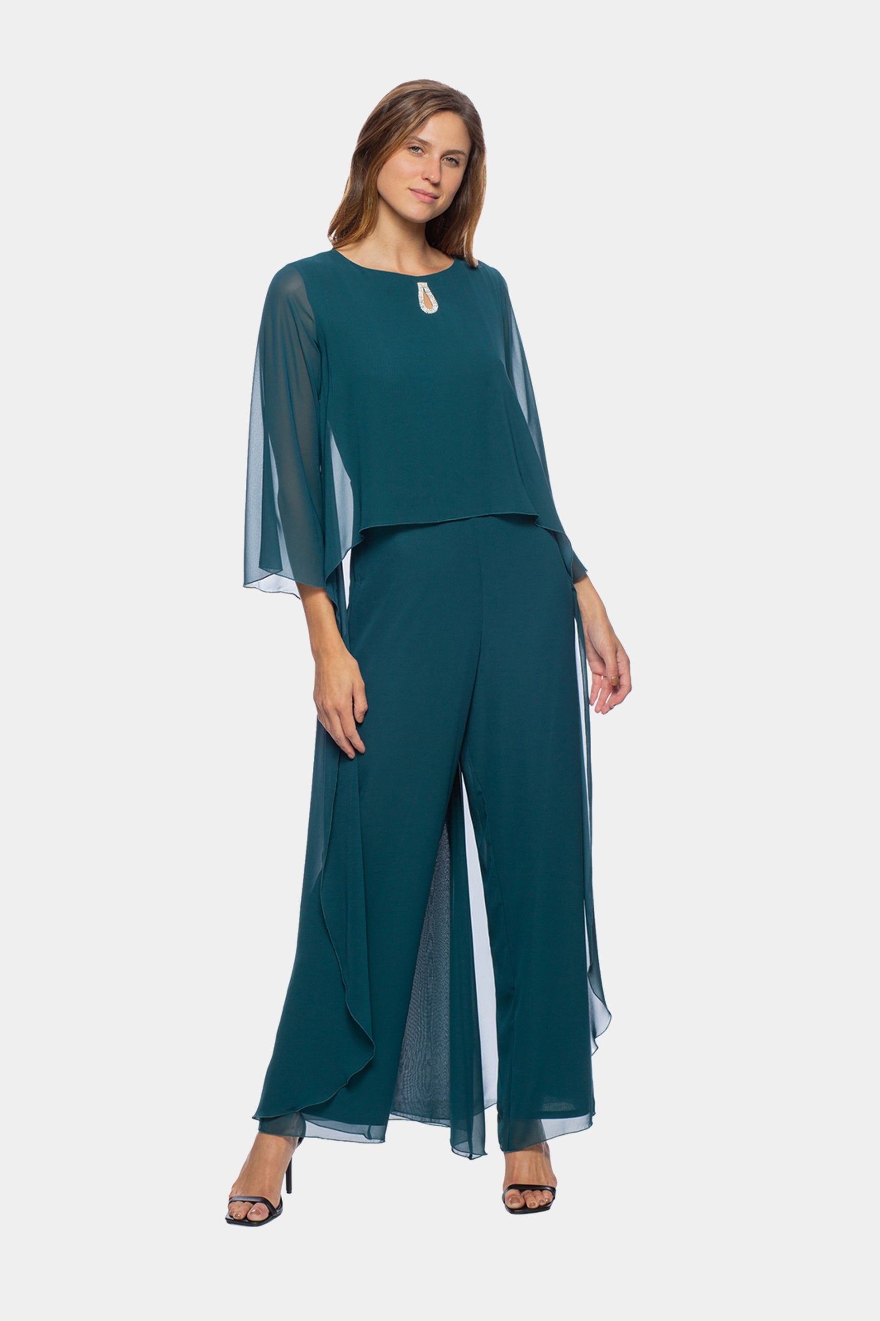 Chiffon Capelet Keyhole Neck Jumpsuit sold by Lord & Taylor product image thumbnail 4
