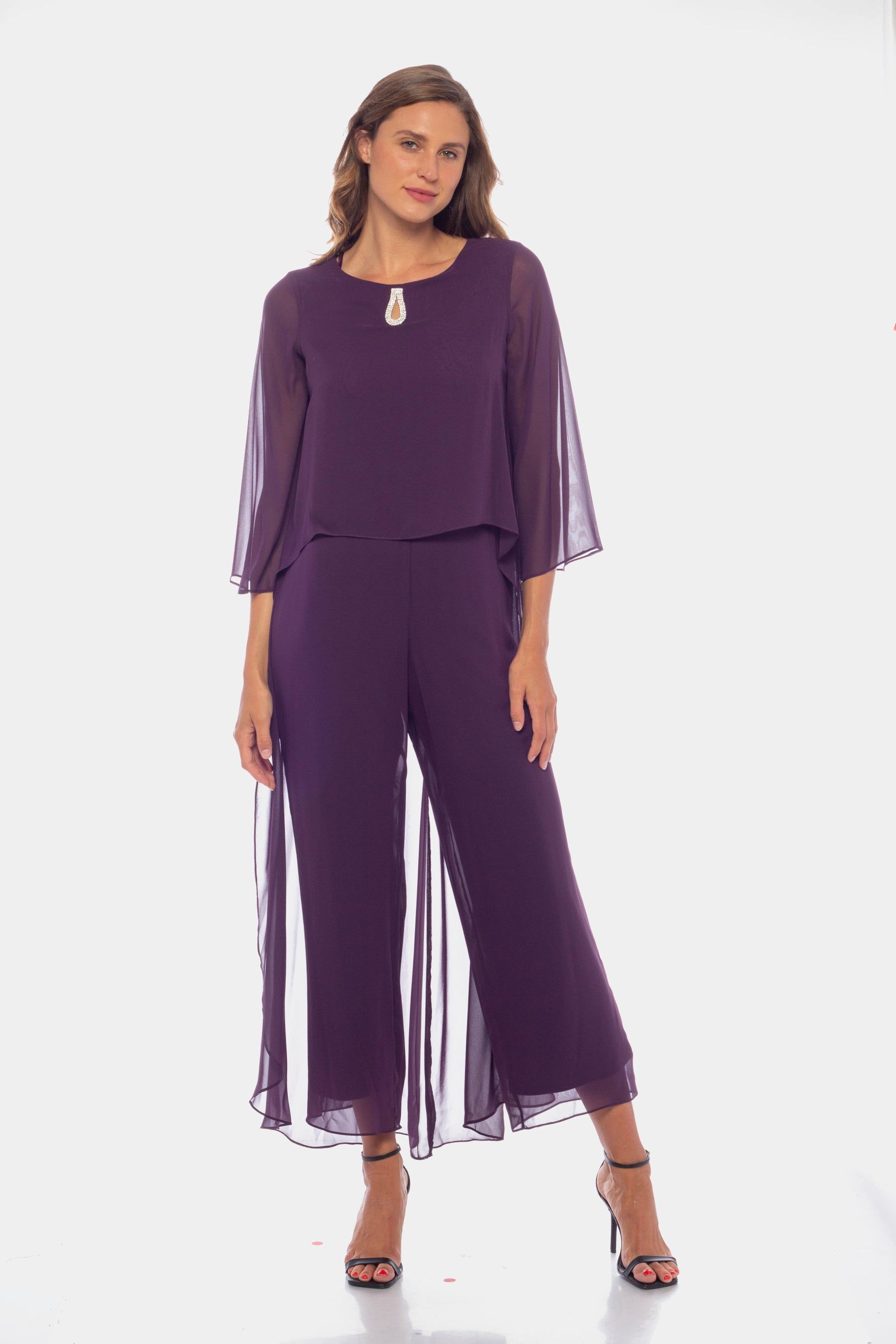 Chiffon Capelet Keyhole Neck Jumpsuit sold by Lord & Taylor product image thumbnail 5