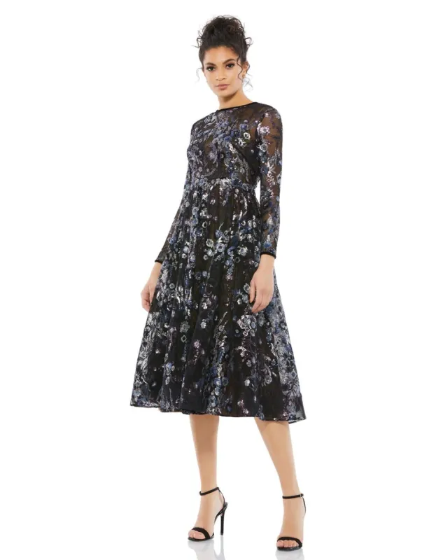Embellished Illusion Long Sleeve Midi Dress sold by Lord & Taylor