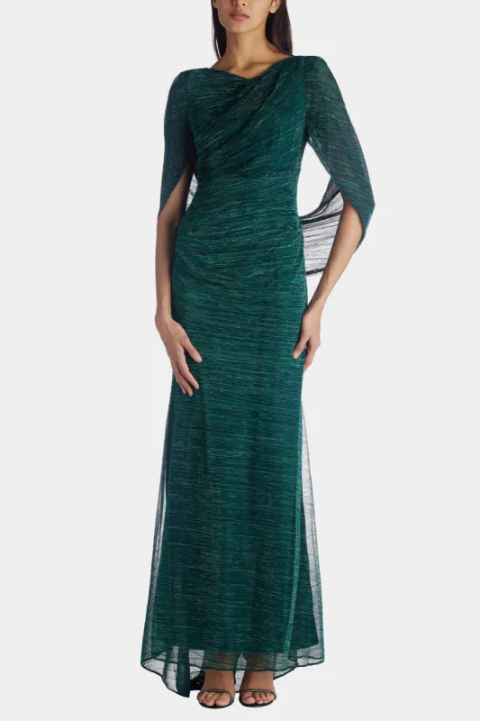 Long Metallic Knit Long Sleeve Drape Dress made by Betsy & Adam