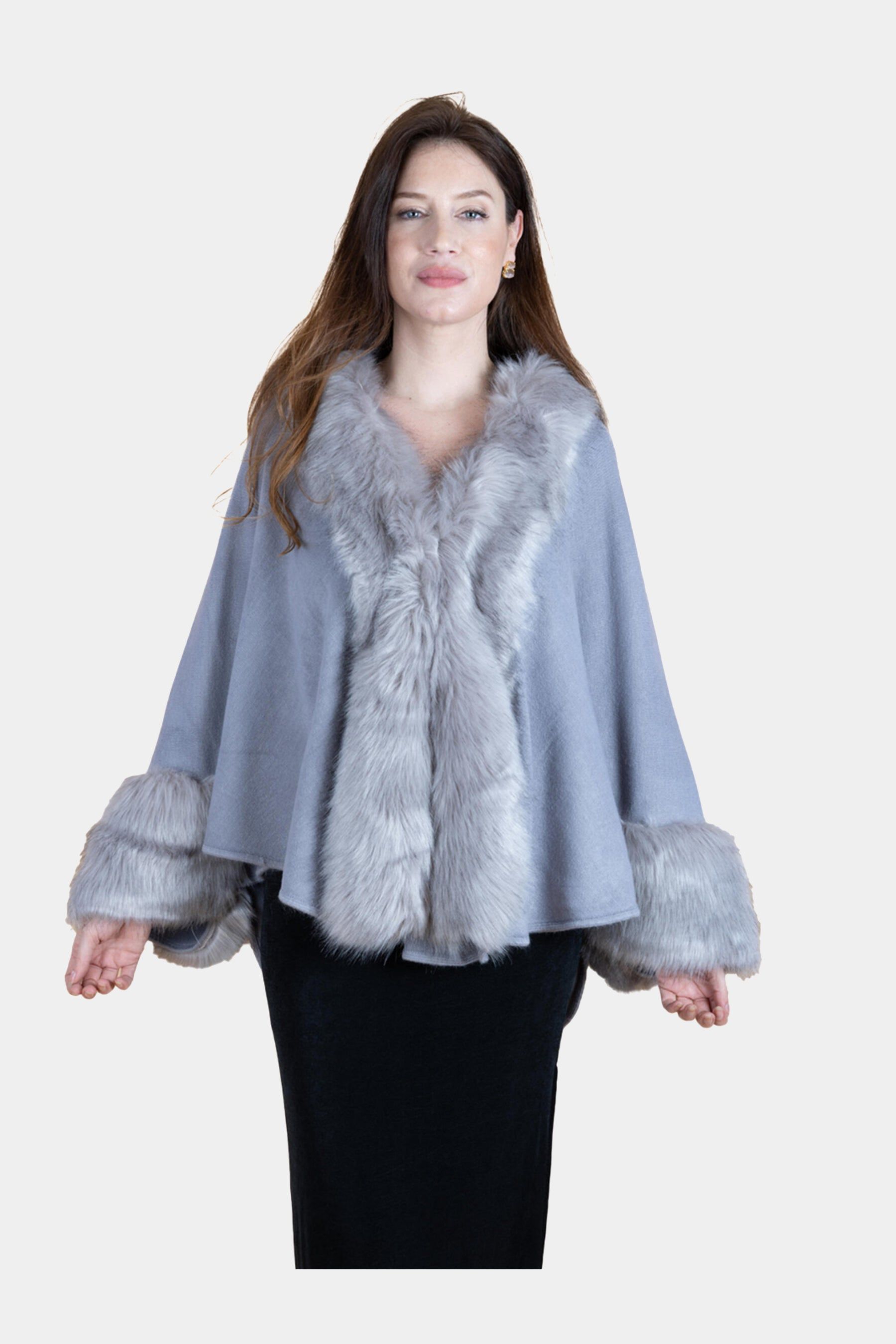 Fur Border Trim Kimono sold by Lord & Taylor product image thumbnail 3