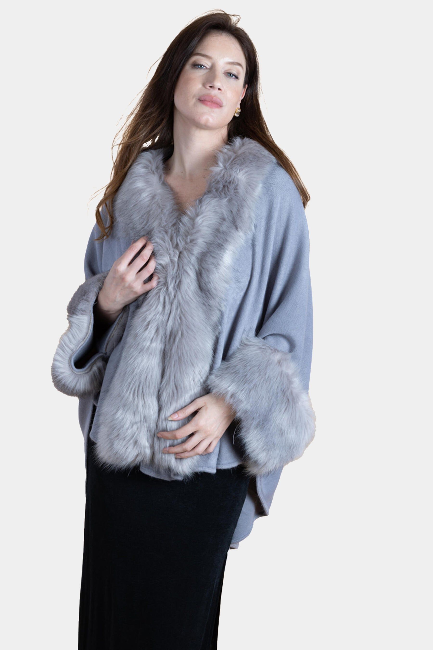 Fur Border Trim Kimono sold by Lord & Taylor product image thumbnail 5